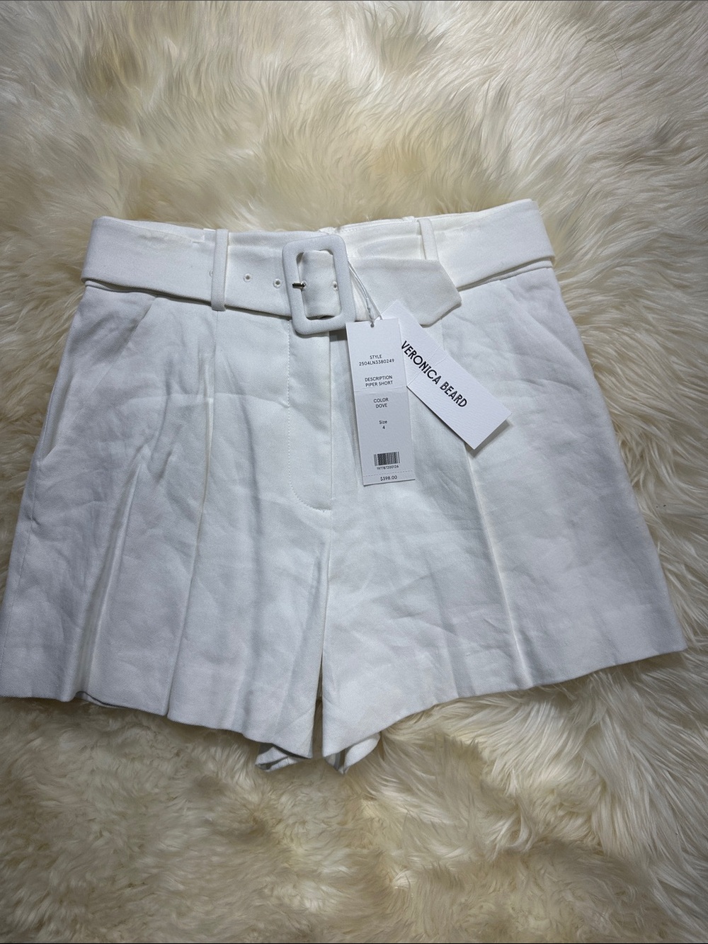 ERONICA BEARD Piper belted linen-blend twill shorts